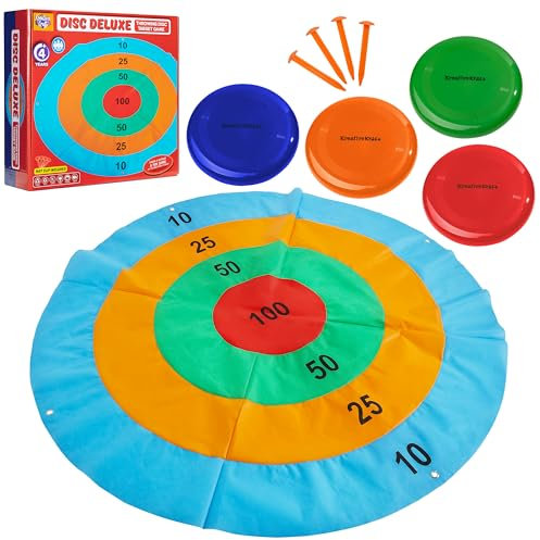 KreativeKraft Outdoor Spiele für Kinder Set Kindergeburtstag Spiele für Draußen Party Wurfspiele Gartenspiele Eierlauf Spiel Sackhüpfen Ringe (Scheibenwerfen)