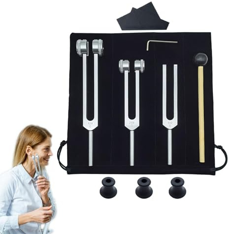 Set di forchette musicali per accordatura, strumenti diagnostici, 128 Hz, 256 Hz, 512 Hz, in lega di alluminio, manico extra lungo per strumenti musicali
