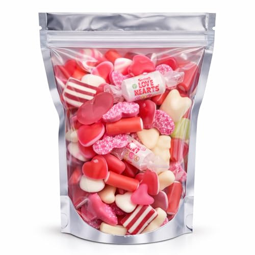 GRO VITS - Pick & Mix sweets Quality Jelly Love Hearts Sweets Classic Retro Candy Selection Assortment Mothers Day Gifts Love Theme, Anniversaries Gifts Love Candy Sweeties - 500g