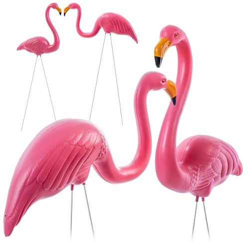 KADAX Lot de 2 figurines de flamant rose de jardin de 83 cm - Flamant rose - Piquet de jardin en plastique - Figurine de jardin - Oiseau exotique - Figurine de bassin rose - Décoration de jardin pour