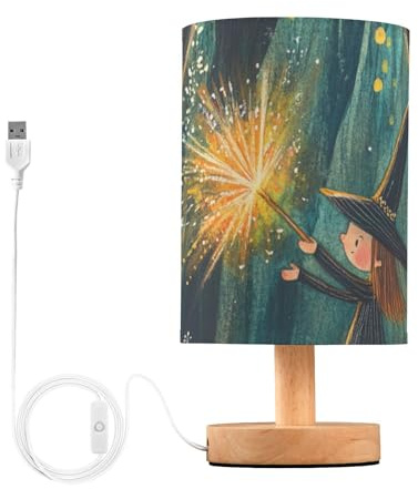 KLL Lámpara de mesa de noche para espacios pequeños, mago, luz nocturna personalizada mágica para bar de niños