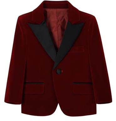 mintgreen Boys Suit Blazer, Kids Wedding Suit, Wine Red, 11-12 Years, 160