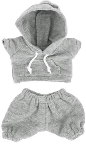 Penitue Set di Vestiti Bambole, Grazioso Costume Bambola 17cm Stile Casual Include Felpa con Cappuccio e Pantaloni Accessori Abbigliamento Kawaii per Collezionisti Decorazioni e Display (Grigio)