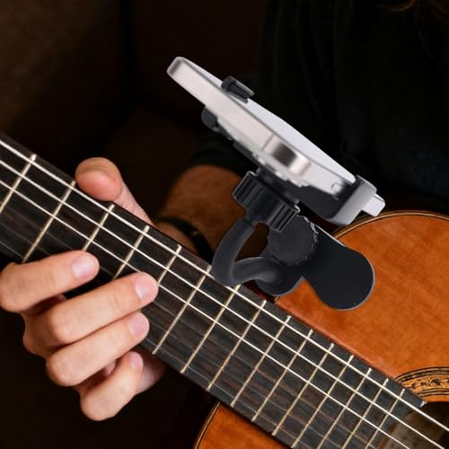 Penitue Supporto per Chitarra, Morsetto Universale Girevole in Plastica Telefoni Cellulari Pratico Accessorio Chitarra Adatto per Streaming Live Insegnamento Registrazione Video