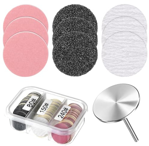 72 Pcs Sanding Paper Discs with Metal Nail Drill Bit, 25mm Foot File Replacement Sandpaper Disk Manicure Pedicure Tools for Dead Skin Foot Callus Remover or Polishing Craft (#80#150#240 Grit)
