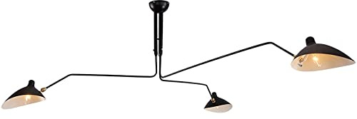 MRBVAOXVD Ljuskrona, Mid-Century modern lampkrona belysning – stor 3-arm taklampa med hisnande – ramp för eleganta interiörer
