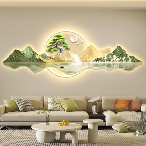 Arte murale con luci LED calde,Quadri luminosi a per camere da letto padronali,moderni dipinti murali per comodini,Luci decorative parete a adatte a soggiorni, e uffici(A,120*40cm/47.2*15.7in)