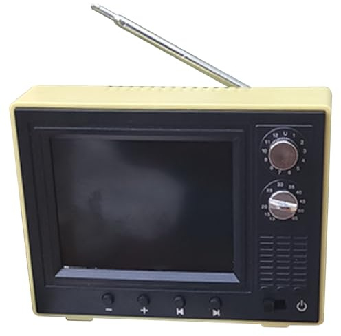 Casa delle Bambole TV in Scala 1:12 Mini TV Giocattolo Vintage Ricaricabile tramite USB che Può Riprodurre Video con Schermo LCD e Antenna Girevole a 180° Mobili per Casa delle Bambole per Accessori