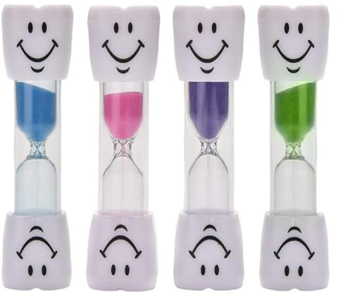 Weilin 4 Pcs Toothbrush Timer for Kids, 2 Minute Timer for Teeth, Bathroom 2 Minute Hourglass for Dental Habit Tool, Cooking Eggs (Blue & Pink & Yellow & Purple）