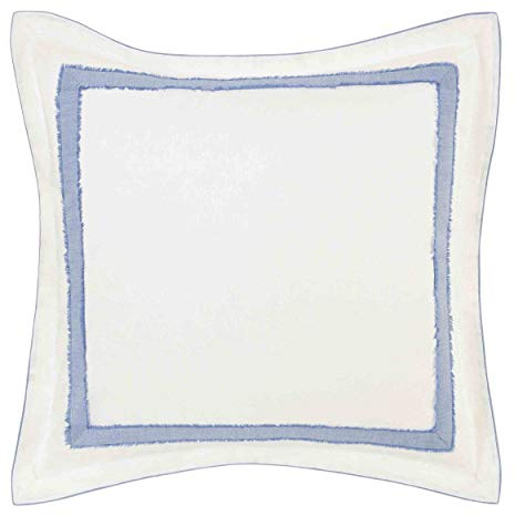 Laura Ashley - Euro Sham, 100% Cotton with Contrast Border, Throw Pillow Cover for Bed or Couch, Oeko-Tex Certified (Mila Blue, 26 x 26)