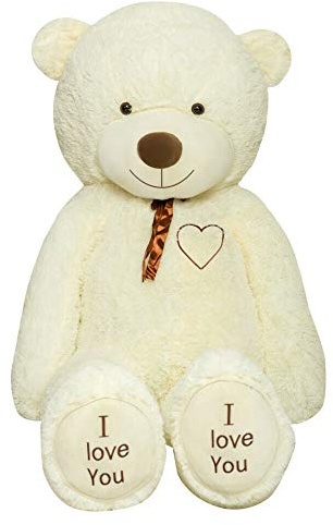 TEDBI Grand ours en peluche 200 cm | Crème | Ours en peluche géant Jouet Enfants Coeur Cadeau d'anniversaire XXL Teddi Bear avec broderie Je t'aime
