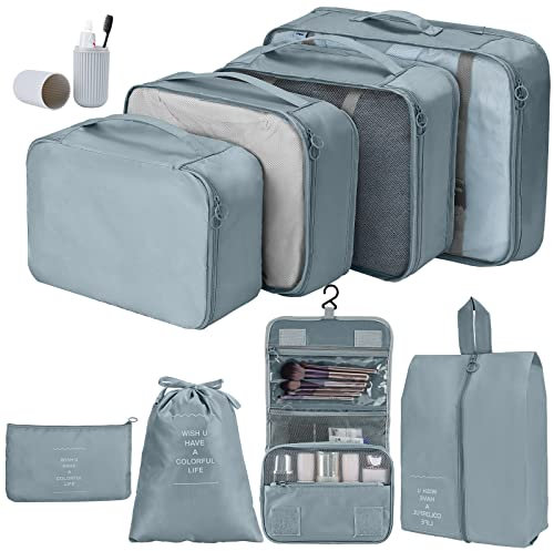 Joyoldelf Organizer Valigia 9 Pezzi Set, Cubi di Imballaggio per Packing Cube, Set Viaggio per bagagli da viaggio impermeabile, Organizer Viaggio