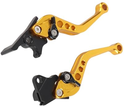 1 Pair Bike Brake Handle, 16cm/6.4in Left Handle, 19cm/7.2in Right Handle, Diameter 6mm/0.2in Left Handle D 8mm/0.3in Right Handle Motorcycle Clutch Drum Brake Lever for Bike (Yellow)