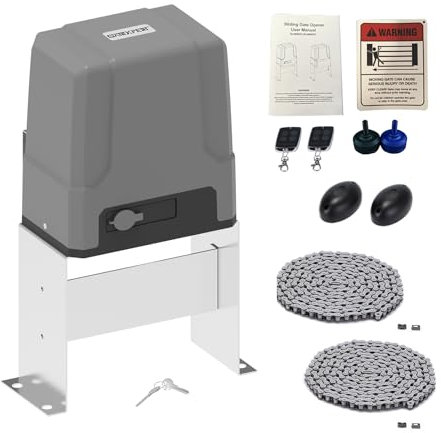GATEXPERT Fast Automatic Sliding Gate Opener Kit Driveway Security Gate Operator Kit with Infrared Photocell Sensor for Sliding Gates up to 1800 pounds or 39feet GT1800DC-GREY-NEW