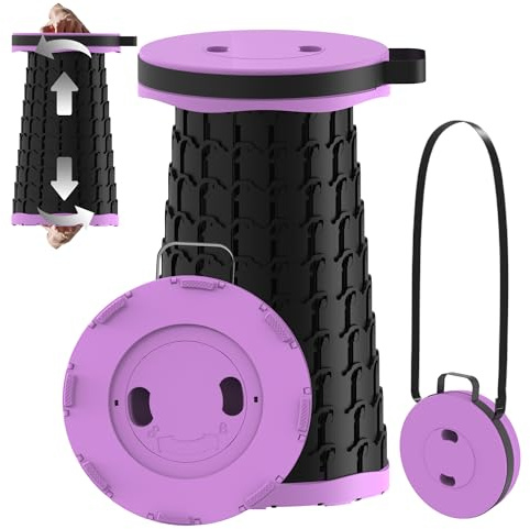 PLOGGING 2026 Upgraded Portable Folding Stool, Collapsible Stools, 600lbs Max Weight, Lightweight But Sturdy, Telescoping Foldable Camping Stool for Outdoor Fishing Hiking Travel BBQ