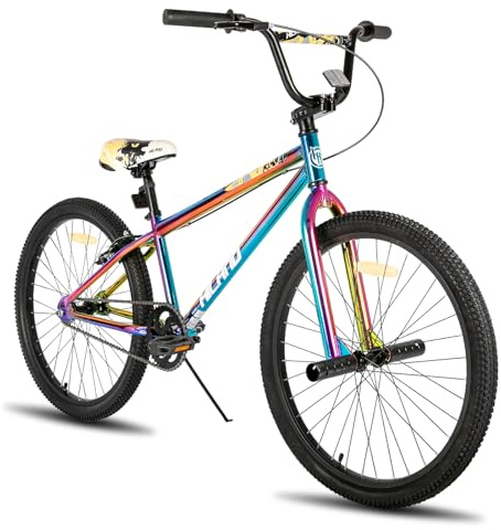 Hiland Vélo 24/26 Pouces pour garçons et Filles 7-12 Ans BMX, Freestyle, 2 pédales en Acier, Embrayage à Sens Unique
