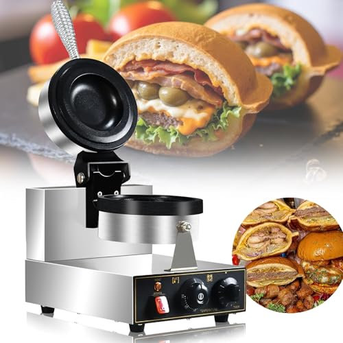 VNATWGOO MáQuina Comercial para Hacer Hamburguesas UFO, Temperatura Ajustable con Temporizador, MáQuina para Hacer Paninis con Helado, para Hacer Hamburguesas con Helado, SáNdwiches Y Pan,220V