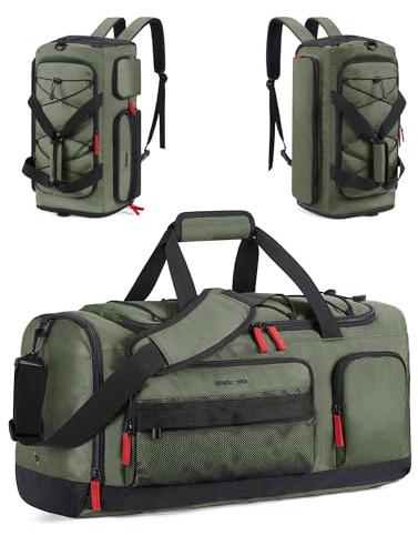 bagsmart Sporttasche Damen und Herren, Sporttasche mit Schuhfach und Nassfach wasserdichte Gym Bag Reisetasche trainingstasche schwimmtasche für Fitness, Reisen, Outdoor-Aktivitäten, Armeegrün