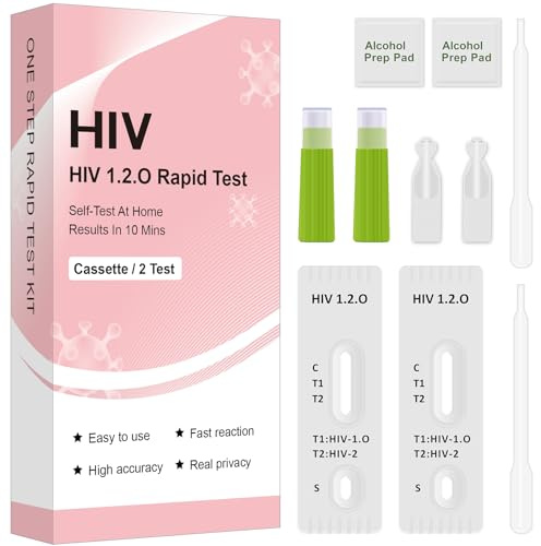 Test HIV Autodiagnostico per Uso Domestico – 2 Kit per il Rilevamento di HIV-1, HIV-2 e Sottotipo O – Risultato in 10 Minuti