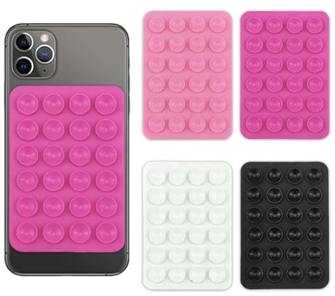 GNALIA Coque Ventouse Lot De 4 Pièces Noir Blanc Rose Rose Clair Support Téléphone Portable Universel Pour Selfies Vidéos Recharge