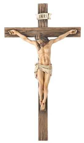 HouseVibe Crocifisso da Parete 24.5 cm (9.65 inch), Croce Cattolica con Gesù in Resina Decorazione Religiosa per Casa Chiesa e Preghiera