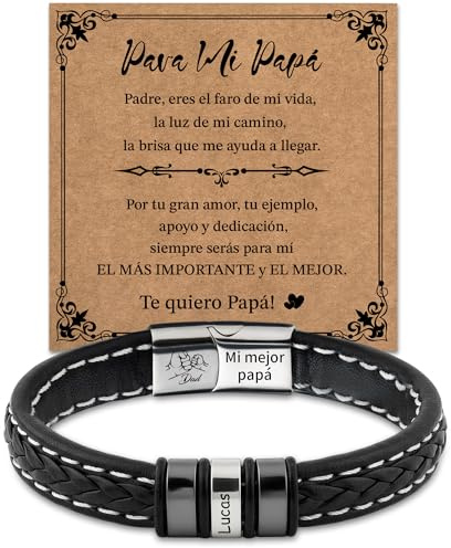 Easycosy Pulsera Hombre Personalizada con Nombres, Pulseras Personalizadas Hombres con Tu Texto, Idea Regalo para Hombre, Pareja, Amigo, Novio, Hijo, Marido, Papá, Abuelo