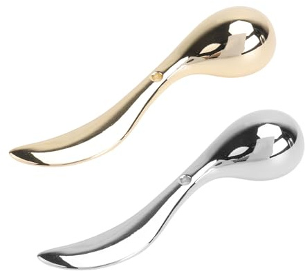 Mipcase Lot de 2 Cuillères à Crème Visage en Alliage de Zinc Argenté, Spatules Miniatures Multifonctions Faciles à Doser, pour Soin Visage Couleur Couleur Aléatoire Plusieurs styles