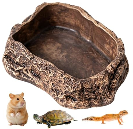 Plato de Agua para Reptiles Pequeño Antideslizante De Roca