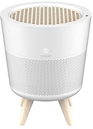 IMUNSEN M-002W Air Purifier with Cypress Wood Filter, H13 True HEPA Filter, 100% Ozone Free, Auto Sleep Mode, Filters allergens, Pollen, Smoke, Perfect for Office and Bedroom, Made in Korea - White