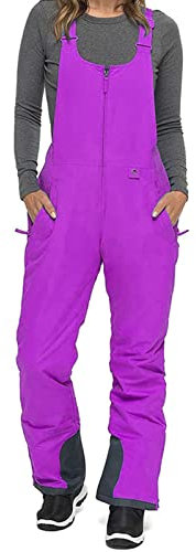 PDYLZWZY Damen Skihose isoliert Wasser resistent Ski Schnee Lätzchen Hosen Windproof Zip Front Jumpsuit Snowboard Hosen Winter Overalls (Lila, XXL)