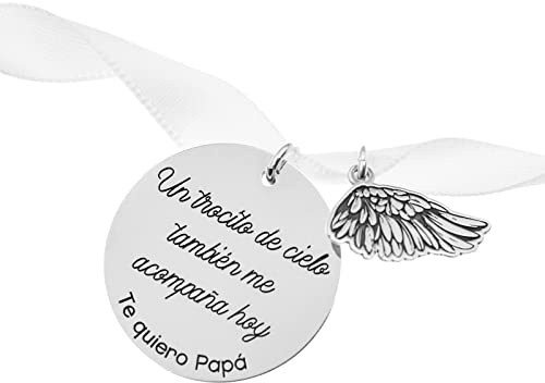 Mi Joya Personalizada - Medalla para Ramo de Novia y Ala de Ángel en Plata de Ley - Un Trocito De Cielo También Me Acompaña Hoy (Medalla Ramo 3)