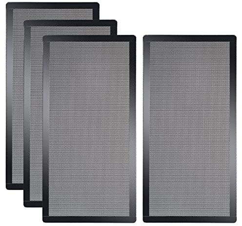 Confezione da 4 pezzi, 240 x 120 mm, filtro antipolvere in rete per PC, con telaio magnetico, griglia per computer, in PVC, colore: nero