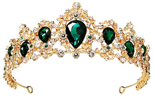 Surakey Prinzessin Tiara Kristall Krone Damen,Grün Strass Krone, Hochzeit Tiara Kristall Strasssteine ​​Tiara Krone für Frauen Mädchen Kristall-Damen-Haar-Krone Strass Kristall Königin Tiara