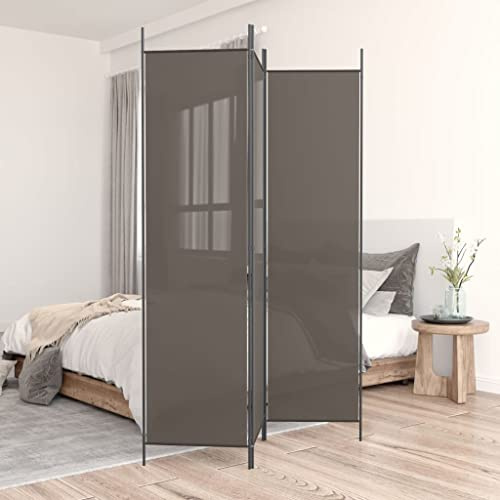 Natulvd Fabric Room Divider, Folding Privacy Screen, 200 cm Tall Divider Wall for Home Office Hospital School Dorm, Room Separation Partition Panel - Anthracite - 3-Panel