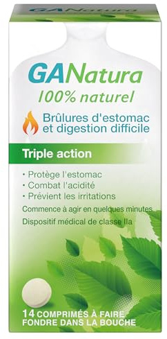GANatura - Naturel - Brûlures d'estomac et digestion difficile - 14 Comprimés