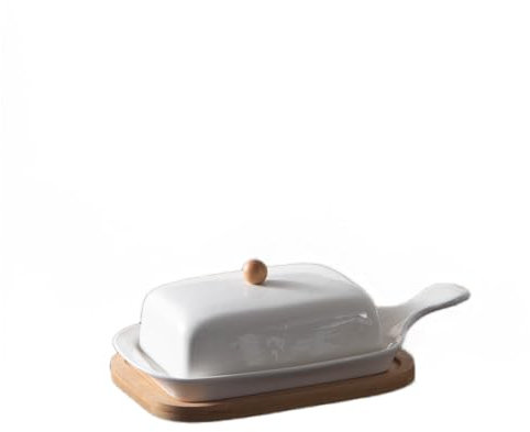 Ceramic Covered Butter Dish with Lid, Farmhouse Dishes, Butter Holder, Butter Crock for Counter,3pcs Set