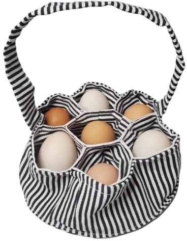 Nagoyuki Mini-Eierkorb Aus Stoff, Sammelkorb, Hühnereierkorb zum Sammeln Von Eiern – 1 Eiersammelkorb mit 7 Beuteln für Hühner-, Enten- und Wachteleier