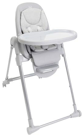 Chicco Polly Armonia Chaise Haute Bebé Évolutive, pour Enfants de 0 Mois à 40 kg, 9 Niveaux de Hauteur, 3 Positions d'Inclinaison, Repose-Pieds Réglables, Pliage compact, 4 Roues, Gris Clair