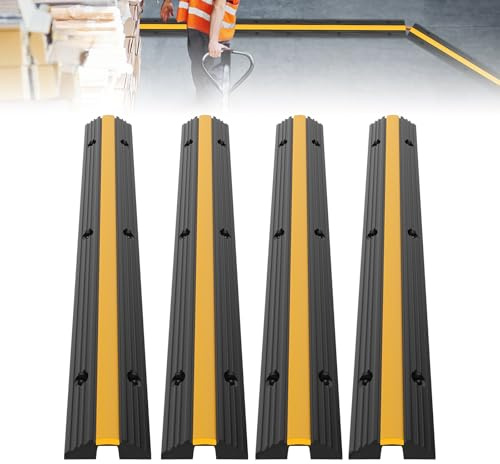 LZQ Lot de 8 goulottes de câbles en caoutchouc 1 canal 100 x 15 x 3 cm, protection contre les débordements jusqu'à 8 tonnes, protection des câbles, protection contre les trébuchements, rampes de