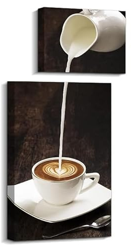 burkfeeg Café Carteles de Cocina 2 Piezas, Retro Carteles de Cocina con Marco, Decoración de Pared Cuadros para Cocina Cuadros Cocina Comedor Mural Moderno Negro Blanco Lienzo Salón Coffee Corner