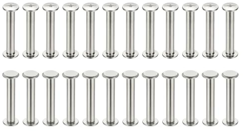 PATIKIL 24 Sets Chicago Screws, 5x30mm(DxH) Chicago Screws Phillips Binding Post Screw Bolts Leather Rivets 304 Stainless Steel Fasteners for Leather Belt Scrapbook Photo Albums, Silver