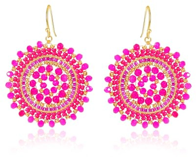Boucles d'oreilles pendantes en perles de verre pour femme - Style bohème - Pour la plage