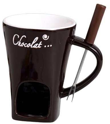 Set di bicchieri per fonduta al cioccolato con forchetta e fonduta di cioccolato, perfetti per sciogliere burro di formaggio e altre prelibatezze