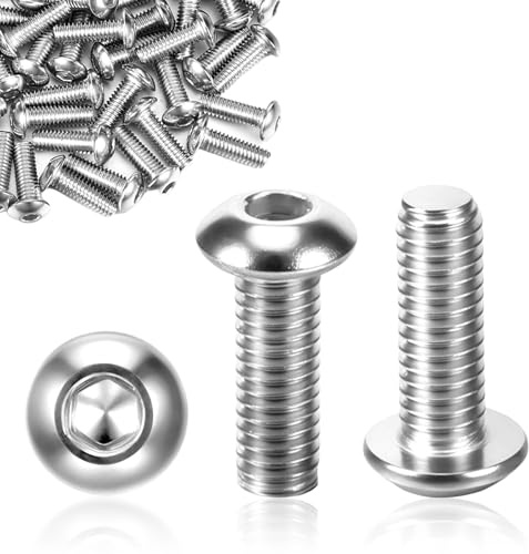 100 tornillos de cabeza alomada M4 x 12 mm, tornillos de acero inoxidable, tornillos M4, tornillos de cabeza alomada con hexágono interior para montaje de muebles, conexión de metal, proyectos de