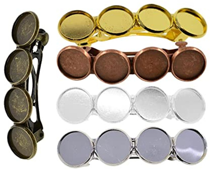 F Fityle Clip de pelo de 12mm, 5 uds., cabujones redondos, bandejas de Base en, ajustes de bisel de horquilla para fabricación de joyas