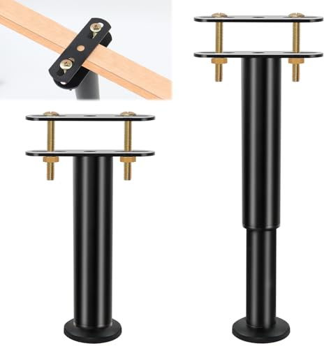 BEASAFY 2 Pièces Pied Reglable pour Meuble, 18-31 cm Réglables en Hauteur Pieds de Lit, Acier Pieds de Support de Lit, Pied de Meuble Réglable sans Perçage pour Lattes Centrales