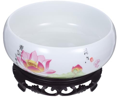 DOITOOL Pot Fleur Intérieur Céramique Blanche avec Base Bol Lotus Hydroponique pour Plantes Aquatiques Décoration Maison Élégante