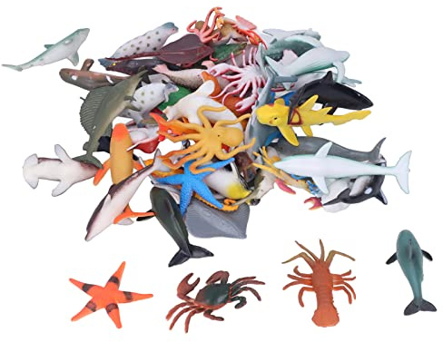 Gucagle Sea Animals Toys Ocean Toys Plastic Sea Animals Mini Animals Figures Vivid Safe Educational 48 Pieces Bath Toys for Kids Party Playtime 4 to 6 Years Old