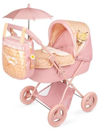 Poussette de poupée Pliable avec ombrelle et Peluche Honey DeCuevas 85070