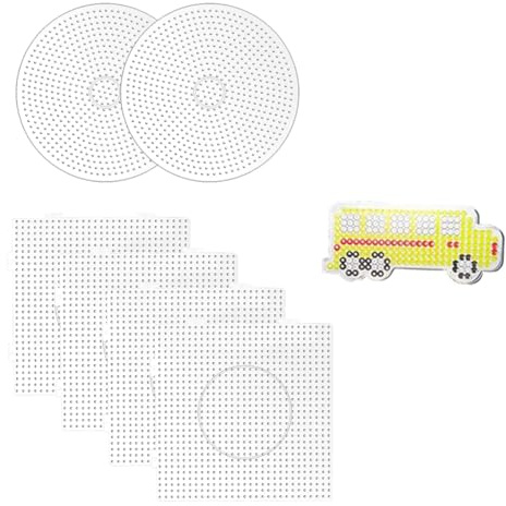Tokaneit Plantillas de Cuentas para Planchar 5mm 4 Cuadrados y 2 Redondos Beads Plantilla,Plantilla Transparente para Cuentas de Planchado,Kit de Manualidades DIY para Perlas Beads